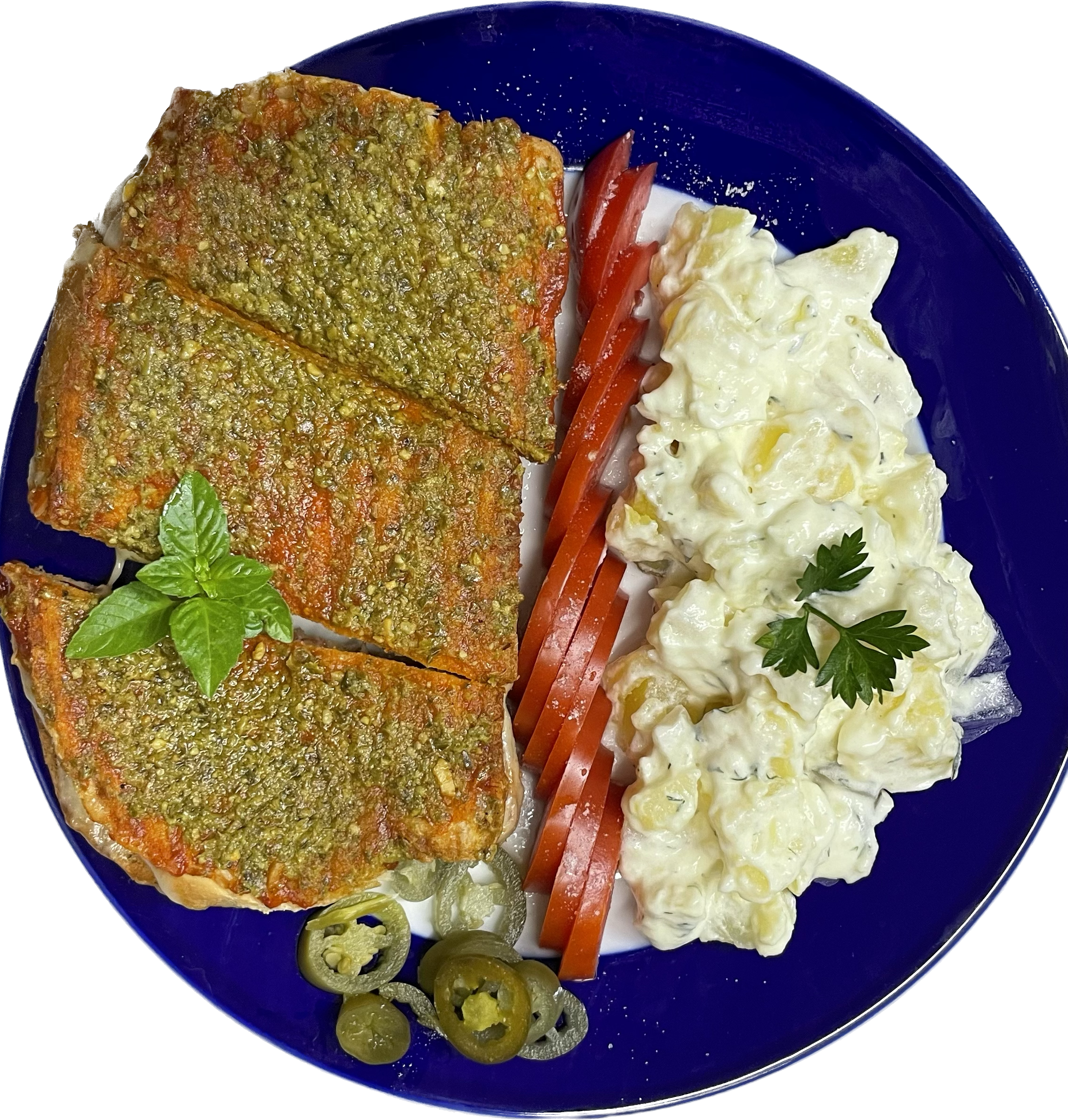 Fesleğenli Tost Tabaği + Yarım Porsiyon Patates Salatası